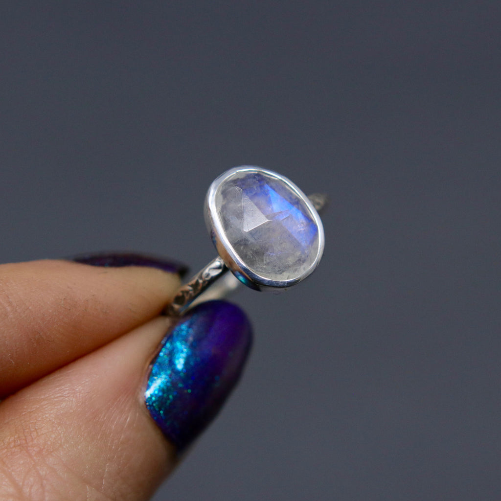 Moonstone Rose Relic Ring - Size 6 OOAK