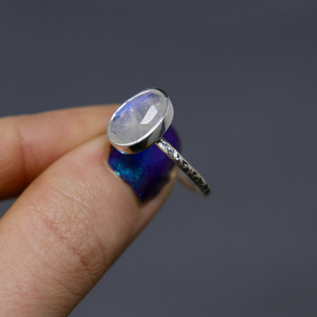 Moonstone Rose Relic Ring - Size 6 OOAK