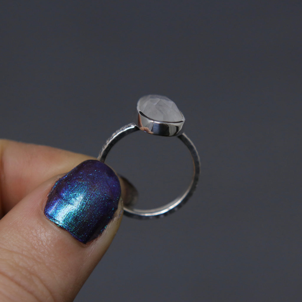 Moonstone Stargazer Ring - Size 6 OOAK