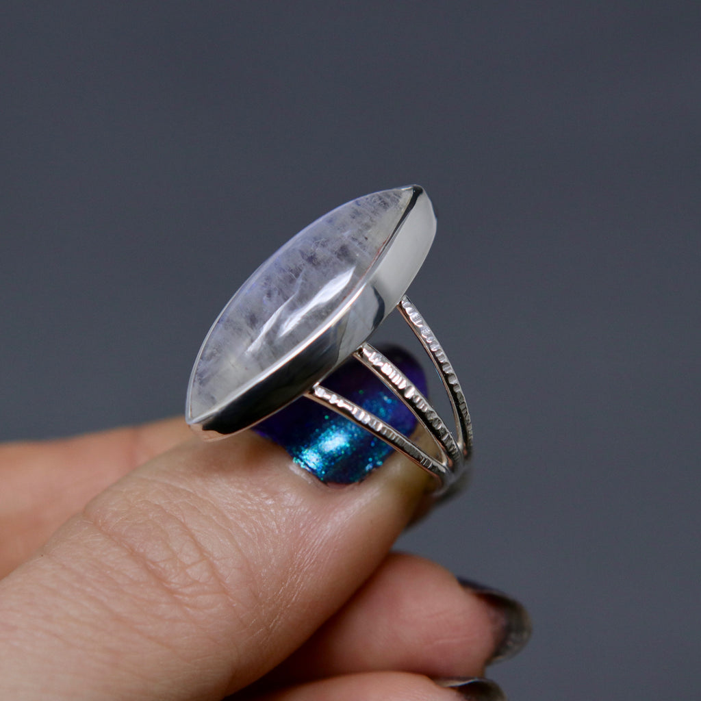OOAK Moonstone Marquise Europa Ring - Size 6.25