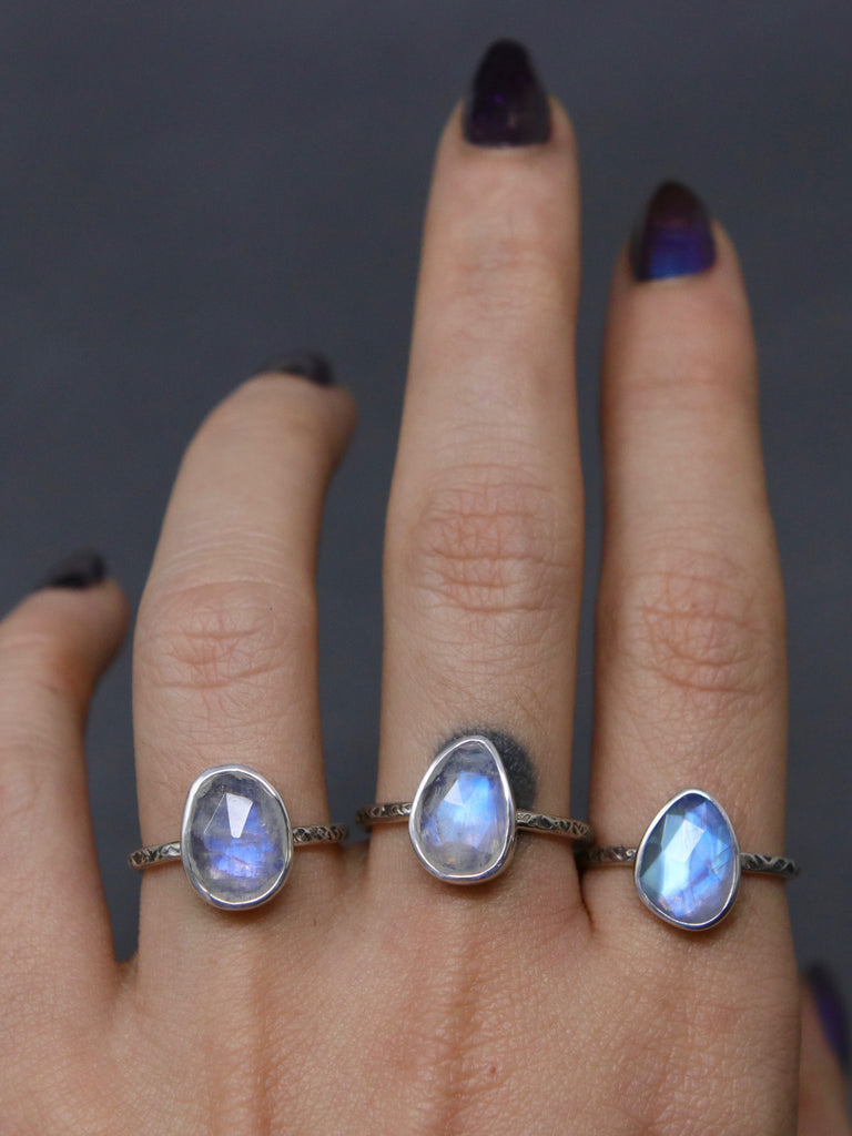 Moonstone Rose Relic Ring - Size 6 OOAK