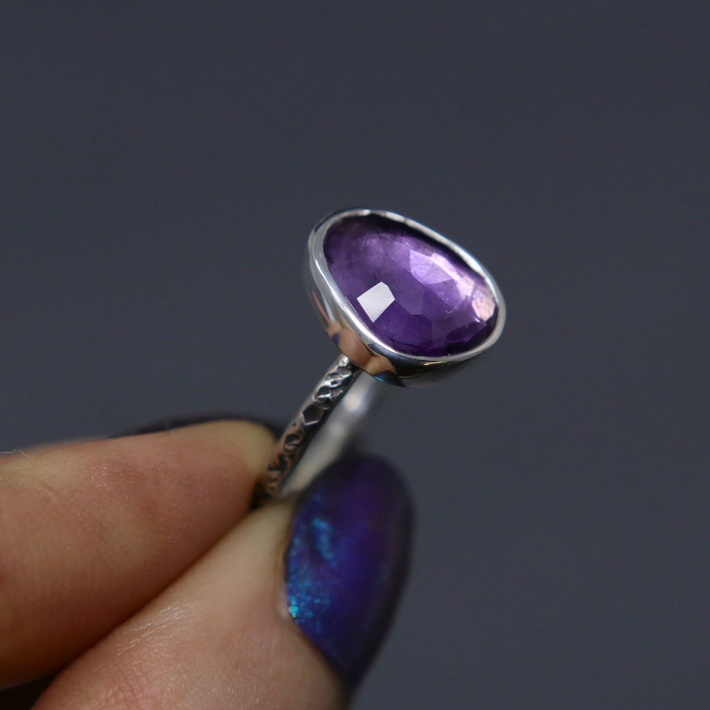 Amethyst Rose Relic Ring - Size 7 OOAK