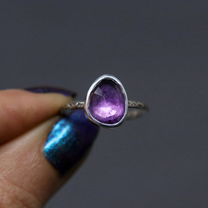 Amethyst Rose Relic Ring - Size 6 OOAK