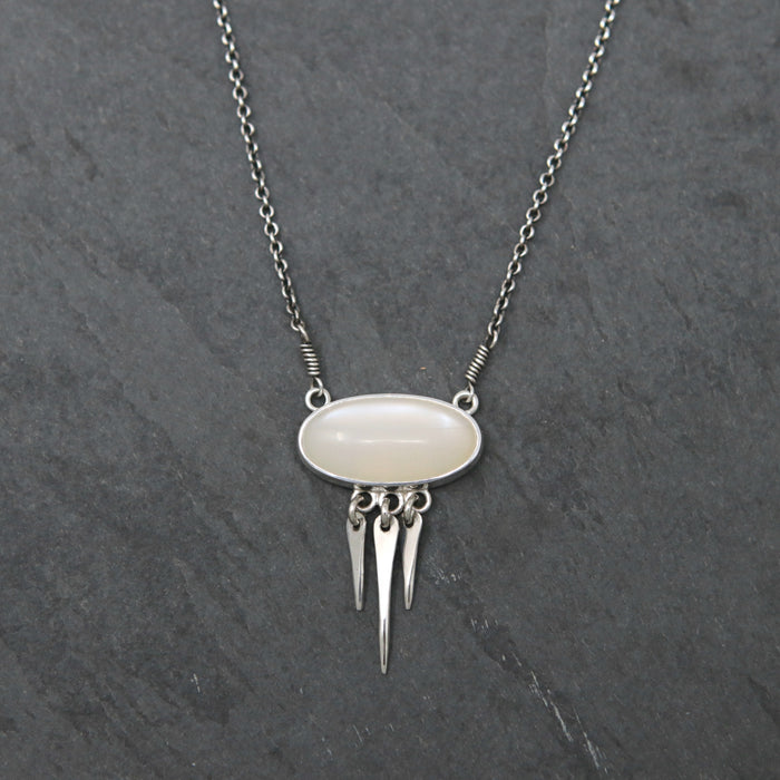 White Moonstone Spiritus Fringe Necklace