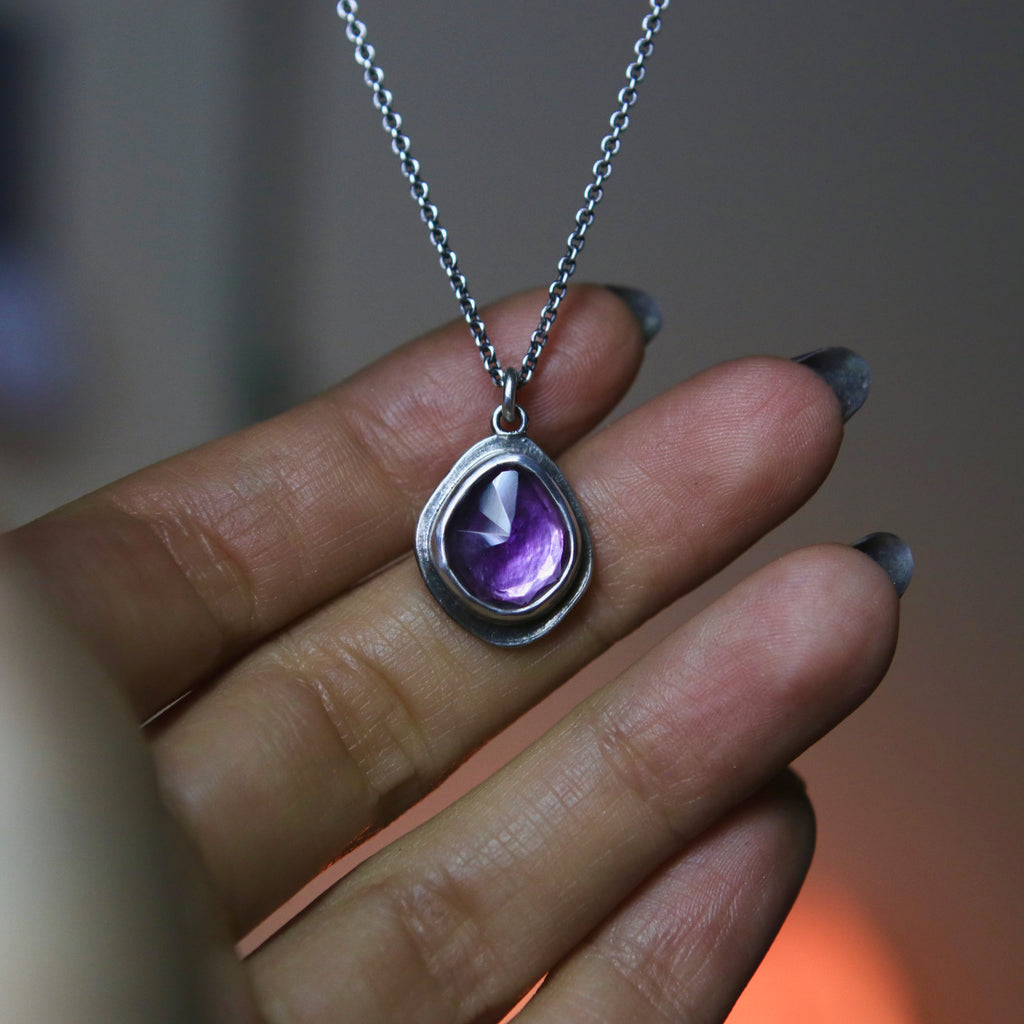 OOAK Amethyst Rose Petal Pendants