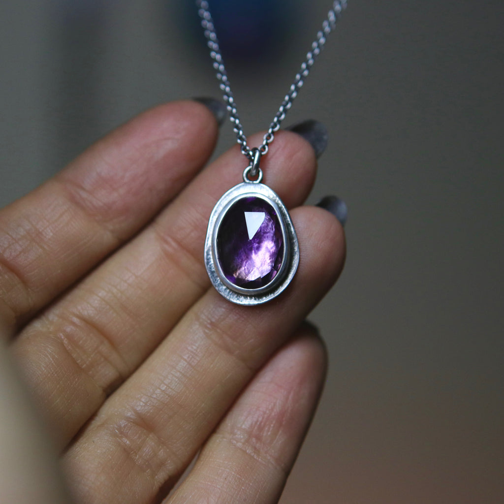 OOAK Amethyst Rose Petal Pendants