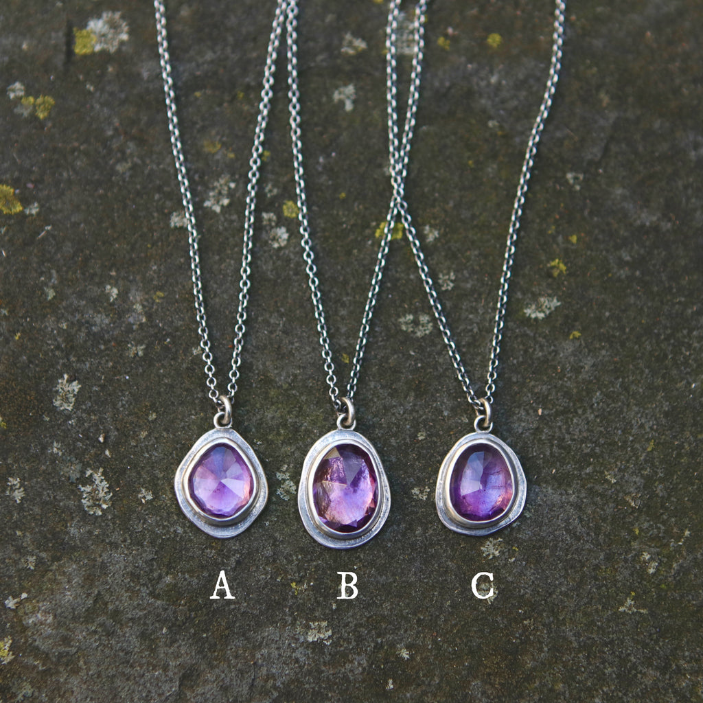 OOAK Amethyst Rose Petal Pendants