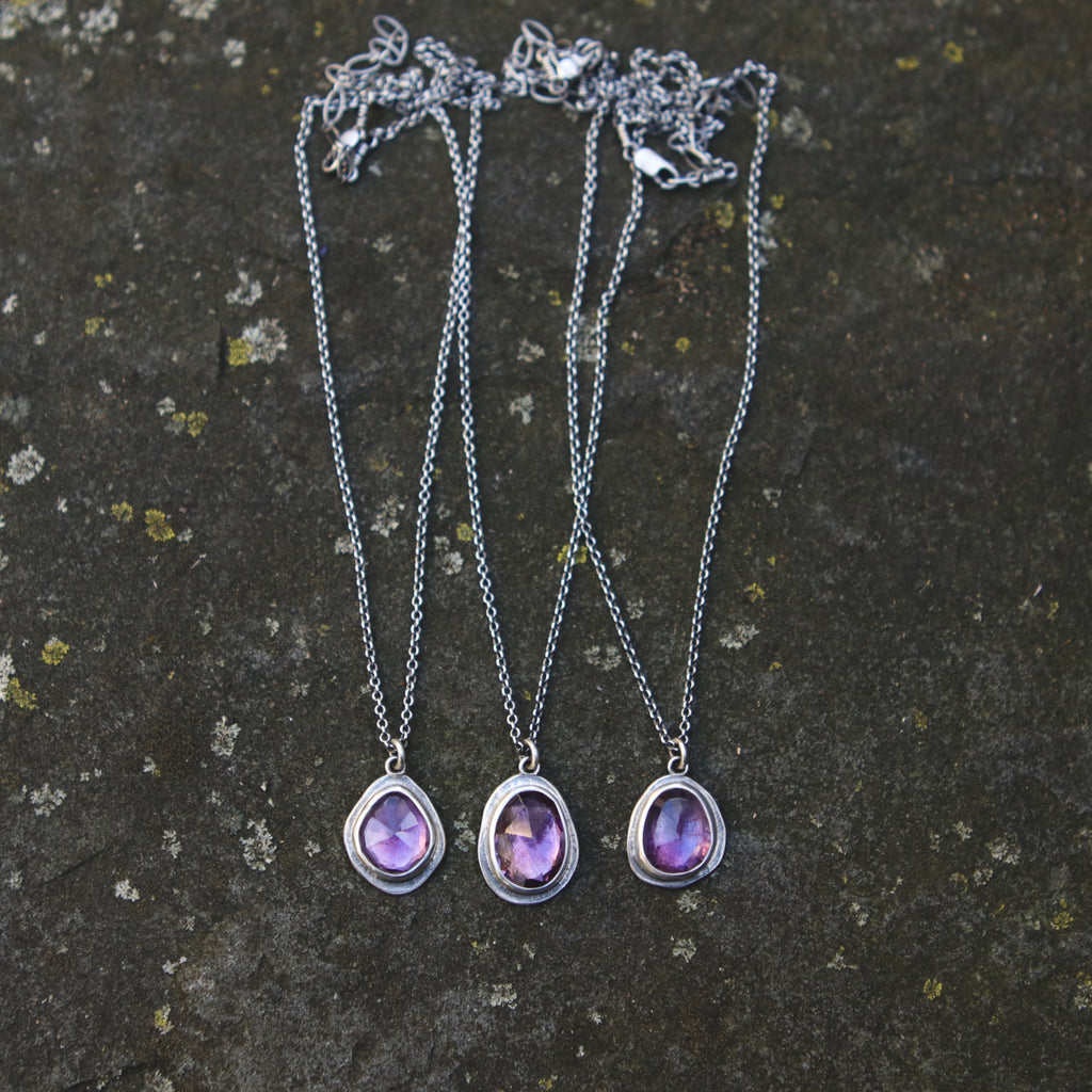 OOAK Amethyst Rose Petal Pendants