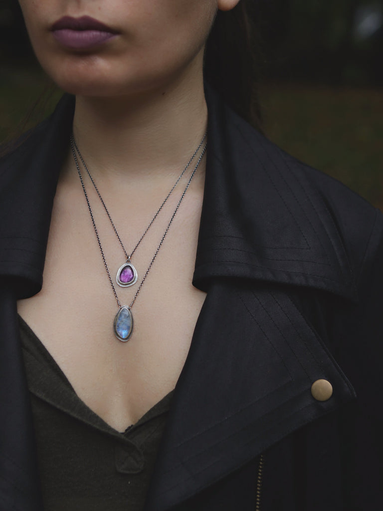 OOAK Amethyst Rose Petal Pendants