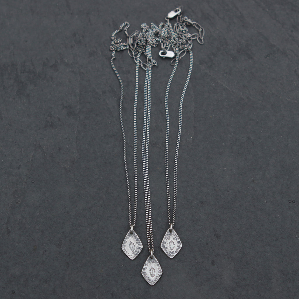 Feather Spade Charm Necklace