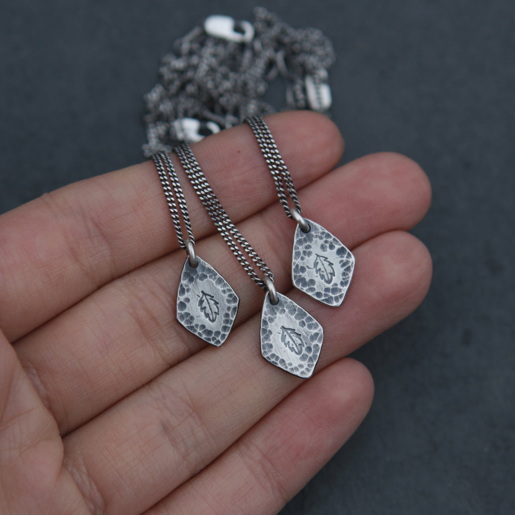 Feather Spade Charm Necklace