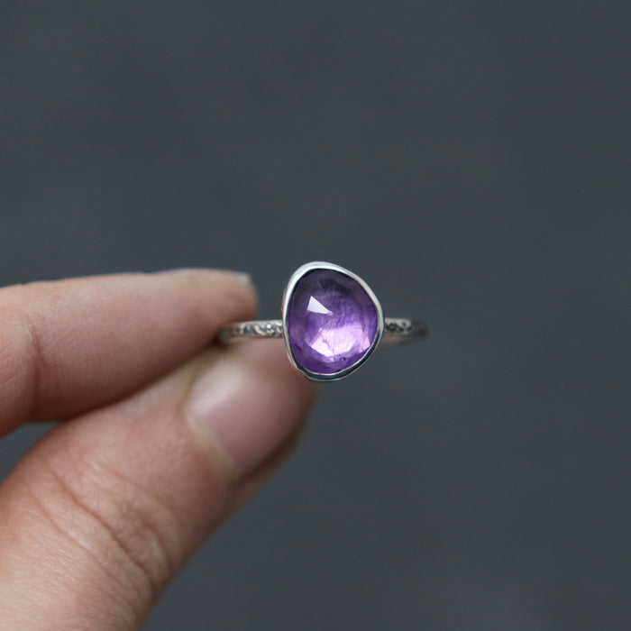 Amethyst Rose Relic Ring - Size 6.75 OOAK