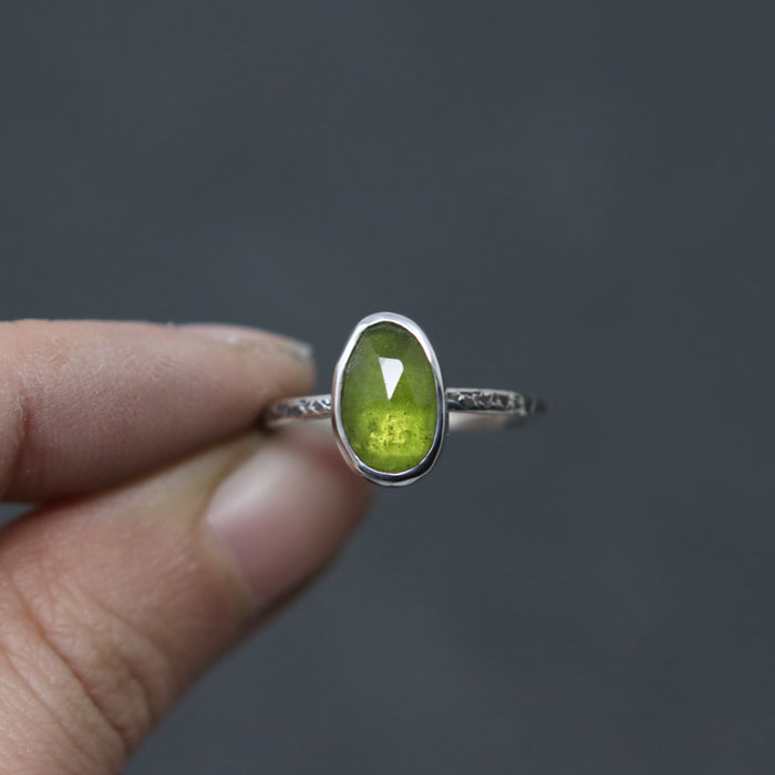 Vesuvianite Rose Relic Ring - Size 7 OOAK