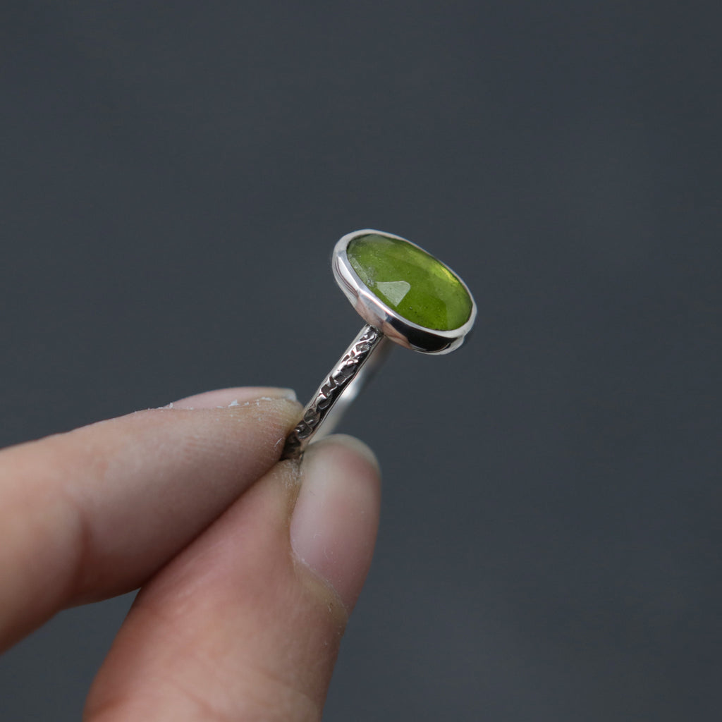 Vesuvianite Rose Relic Ring - Size 7 OOAK
