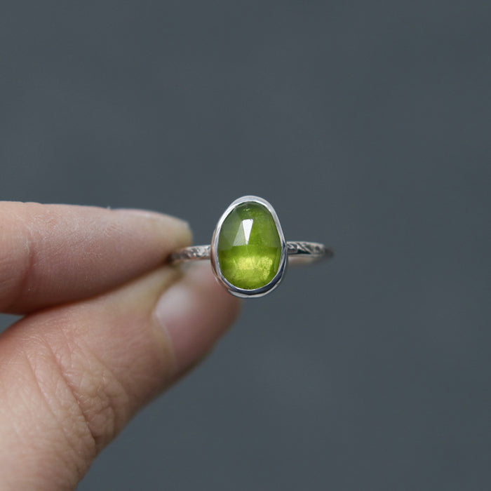 Vesuvianite Rose Relic Ring - Size 6 OOAK