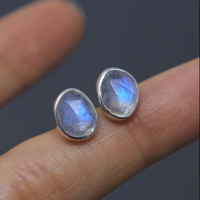 Moonstone Rose Studs - OOAK