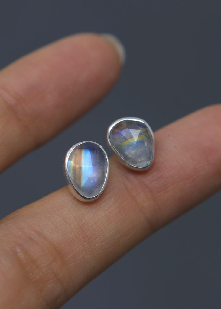 Moonstone Rose Studs - OOAK