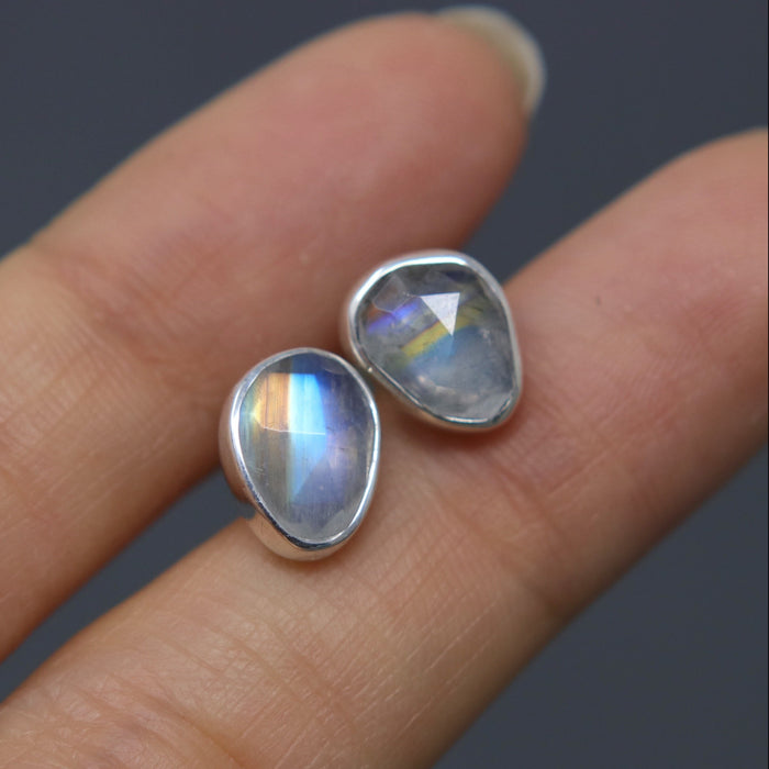 Moonstone Rose Studs - OOAK