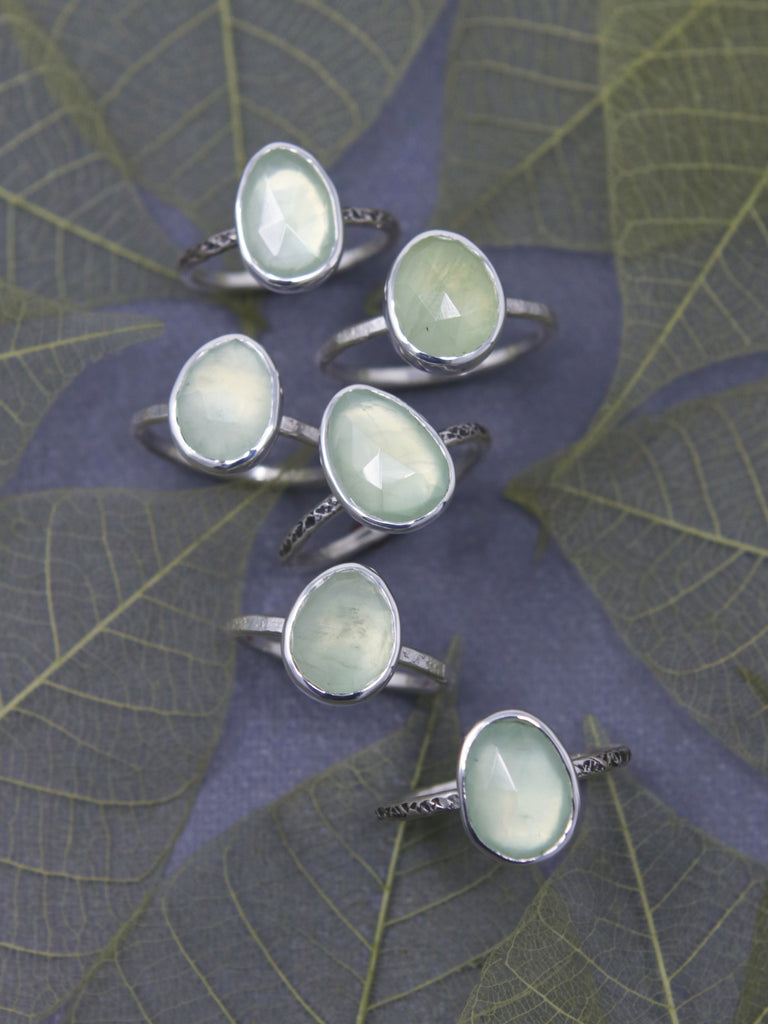Prehnite Rose Relic Ring - Size 7 OOAK