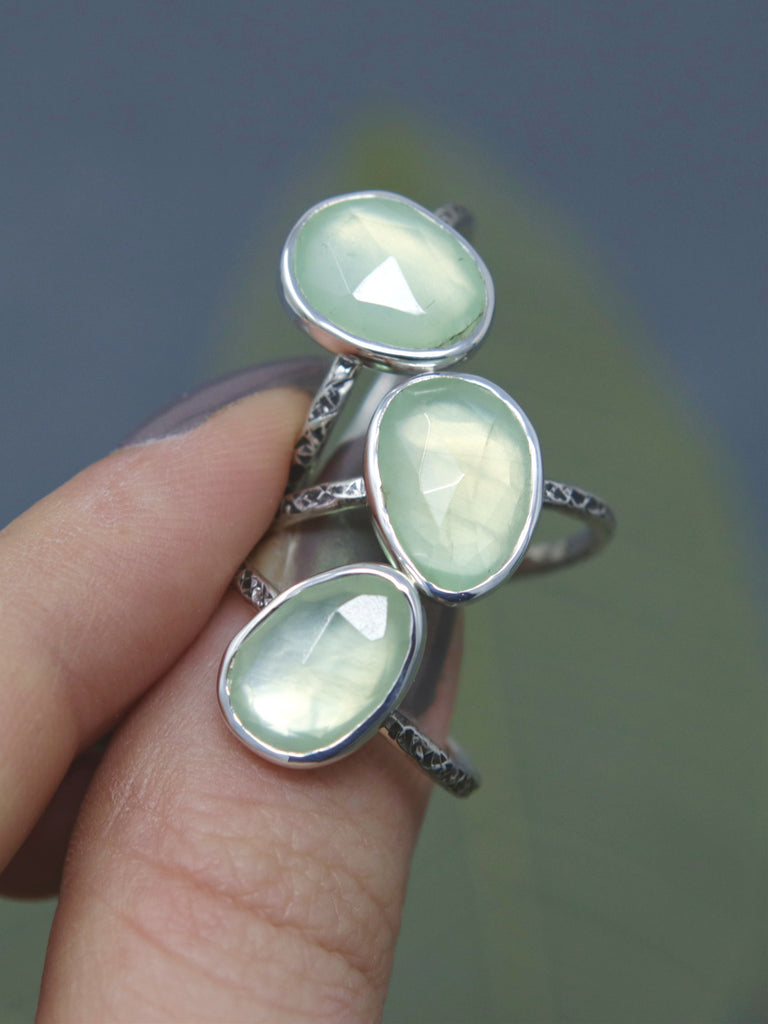 Prehnite Rose Relic Ring - Size 7 OOAK