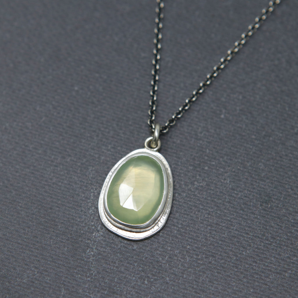 OOAK Prehnite Rose Petal Pendant C