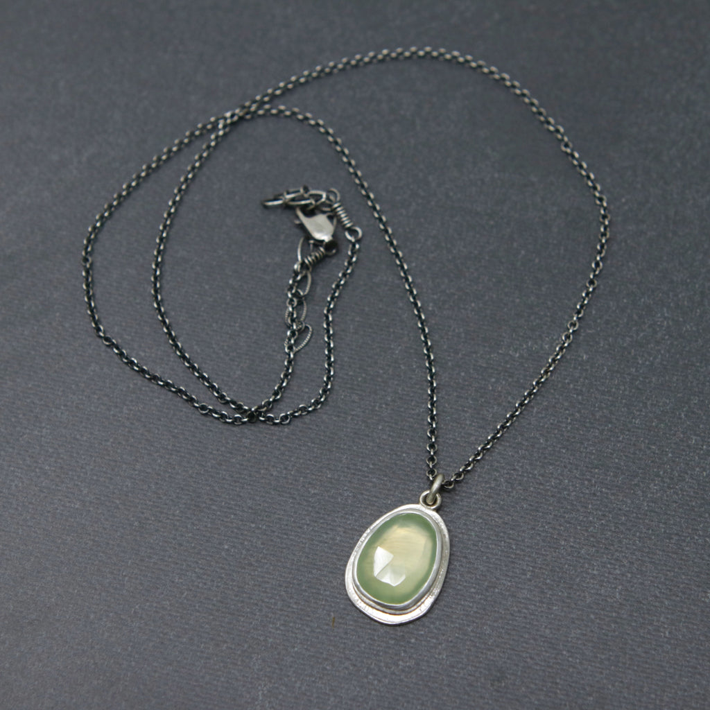 OOAK Prehnite Rose Petal Pendant C