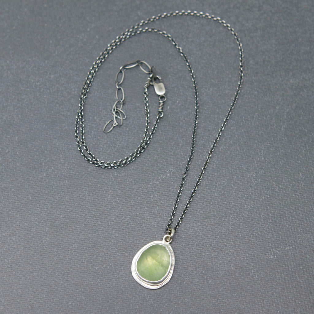 OOAK Prehnite Rose Petal Pendant D