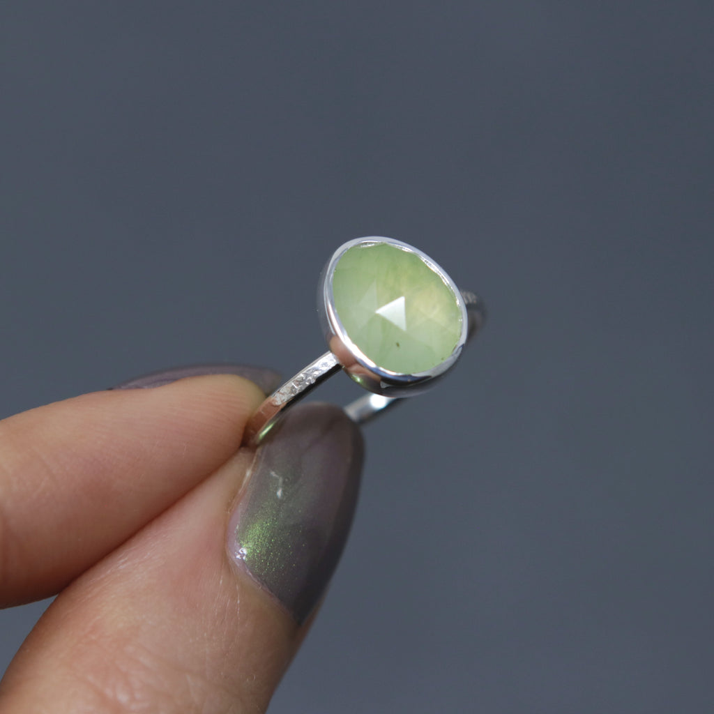 Prehnite Vestige Ring - Size 7.5 OOAK