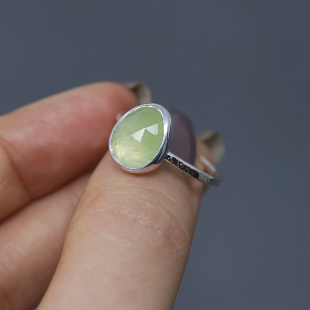 Prehnite Vestige Ring - Size 7.5 OOAK