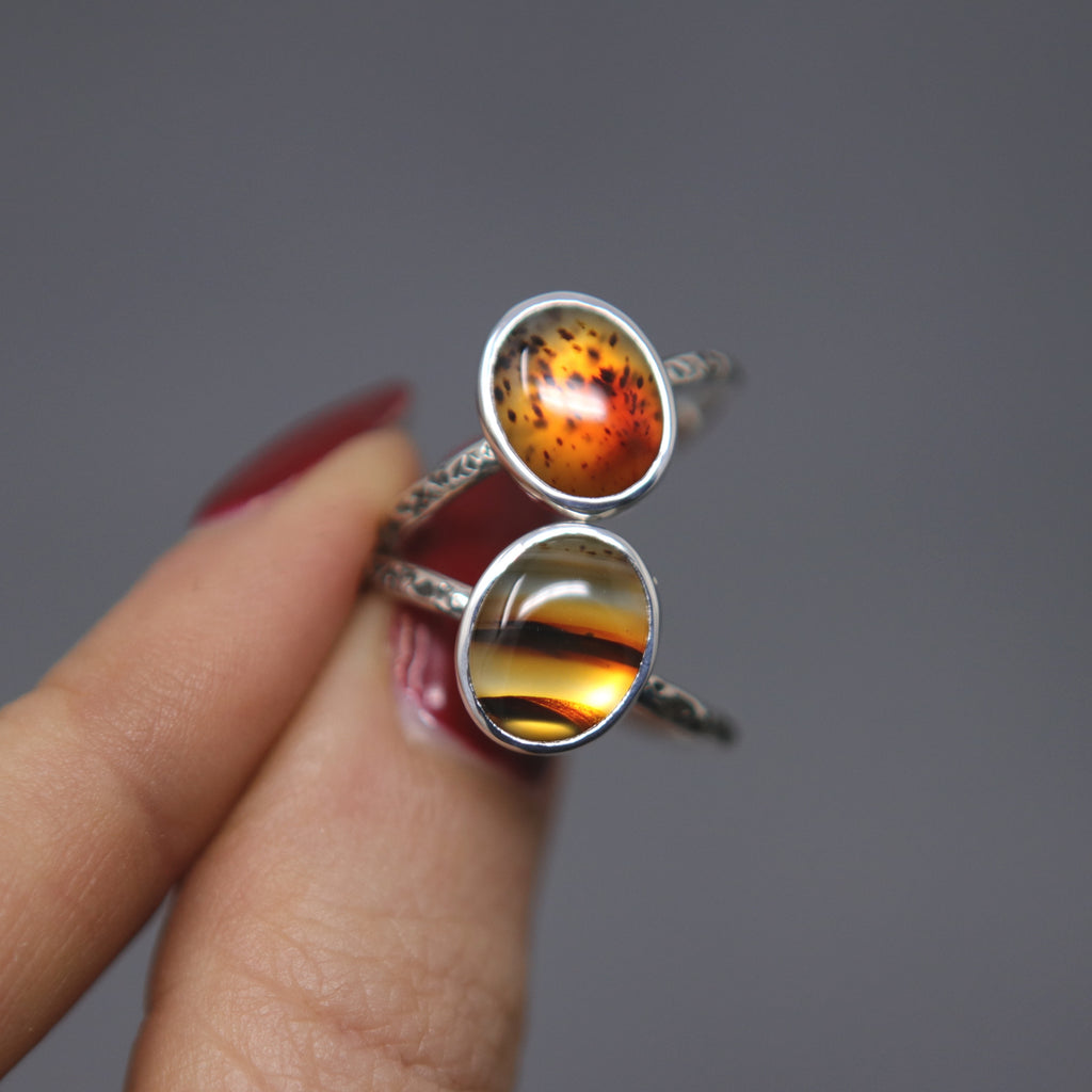 OOAK Montana Agate Oval Relic Ring - Size 7