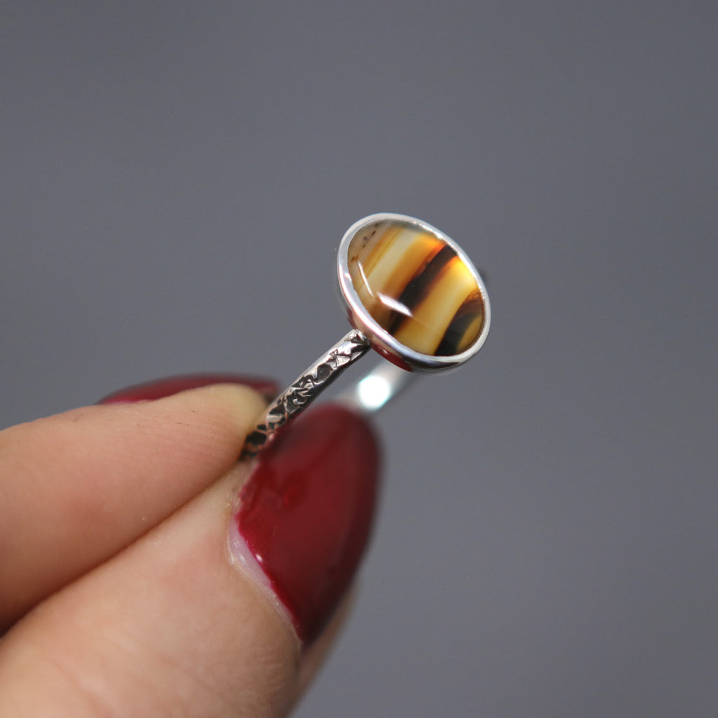 OOAK Montana Agate Oval Relic Ring - Size 7