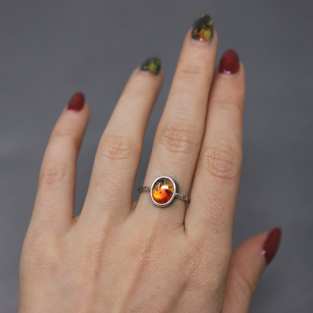 OOAK Montana Agate Oval Relic Ring - Size 6