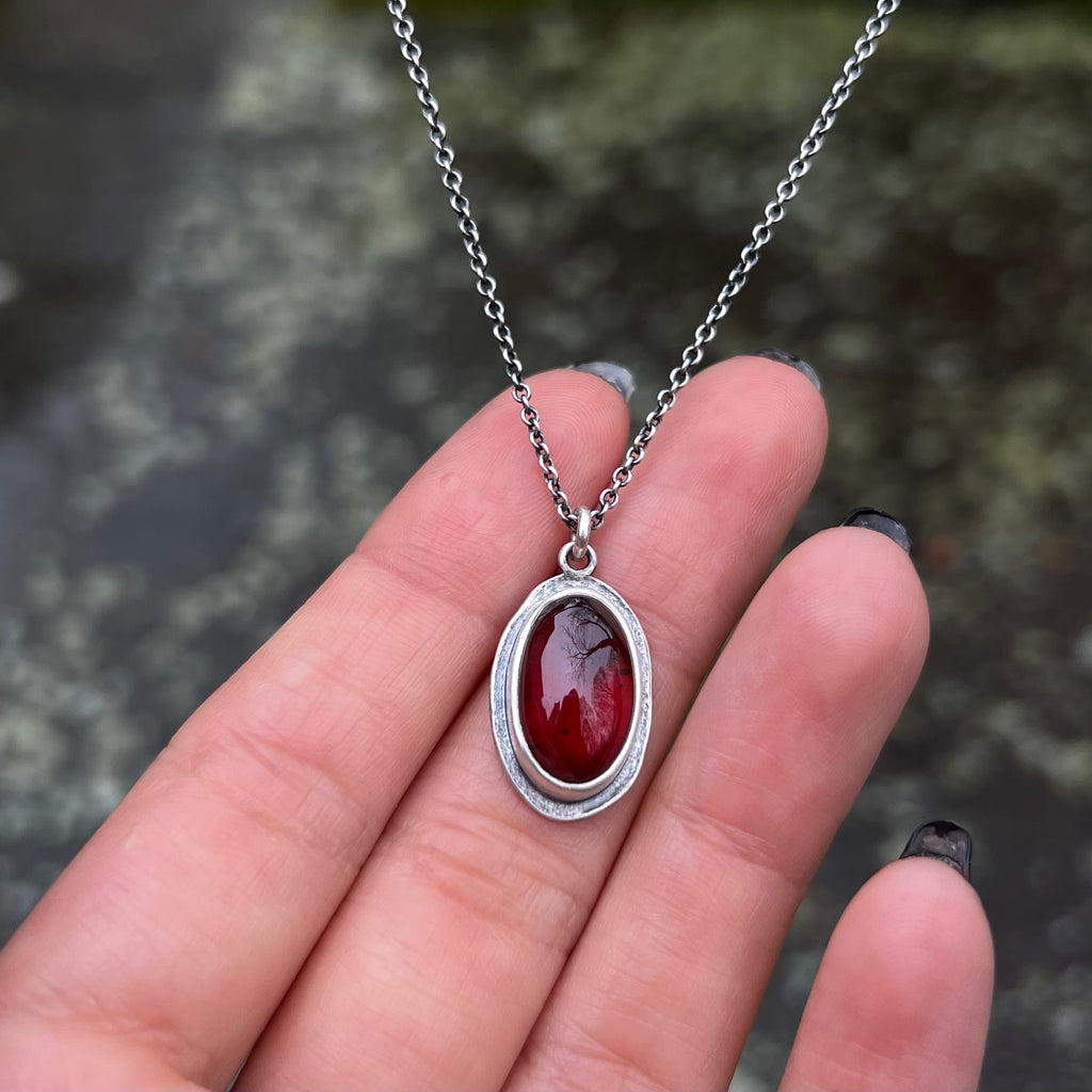 Oval Hessonite Garnet Petal Pendant