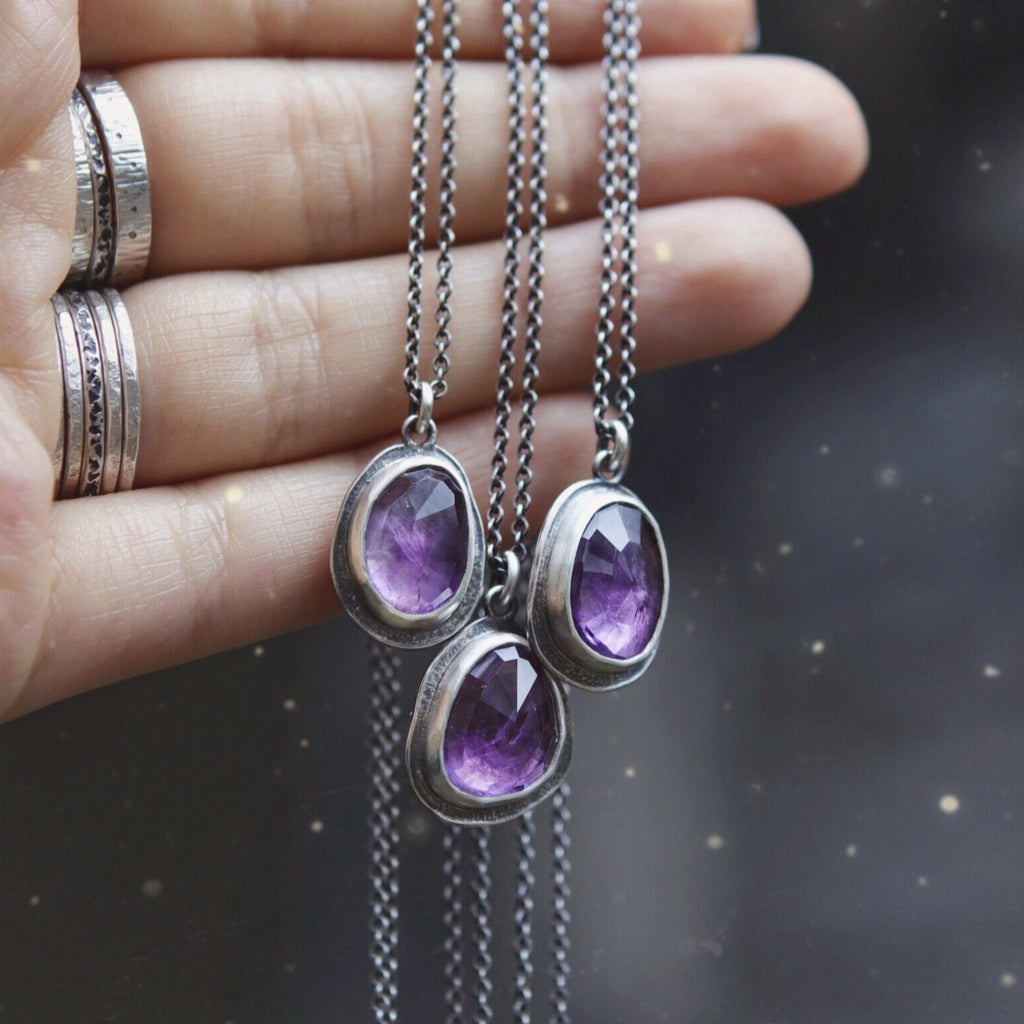 OOAK Amethyst Rose Petal Pendants