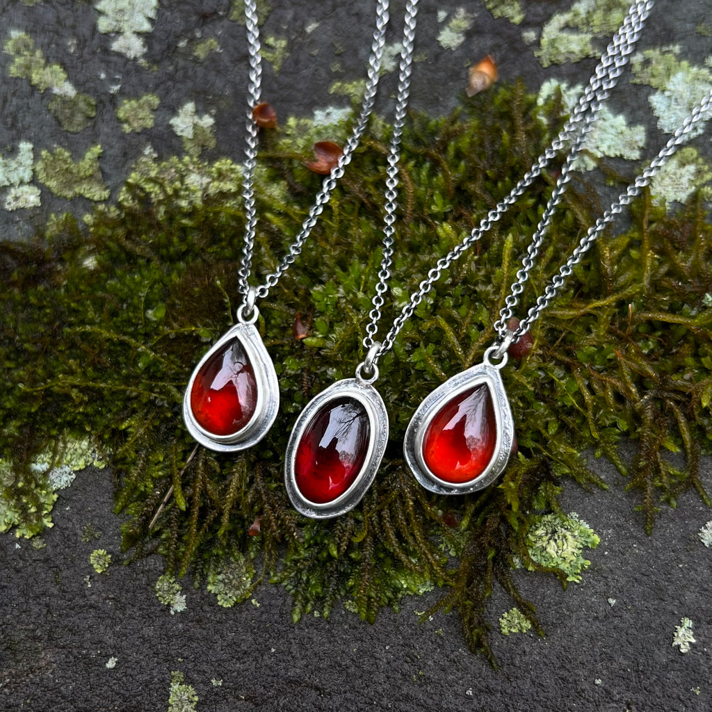Oval Hessonite Garnet Petal Pendant