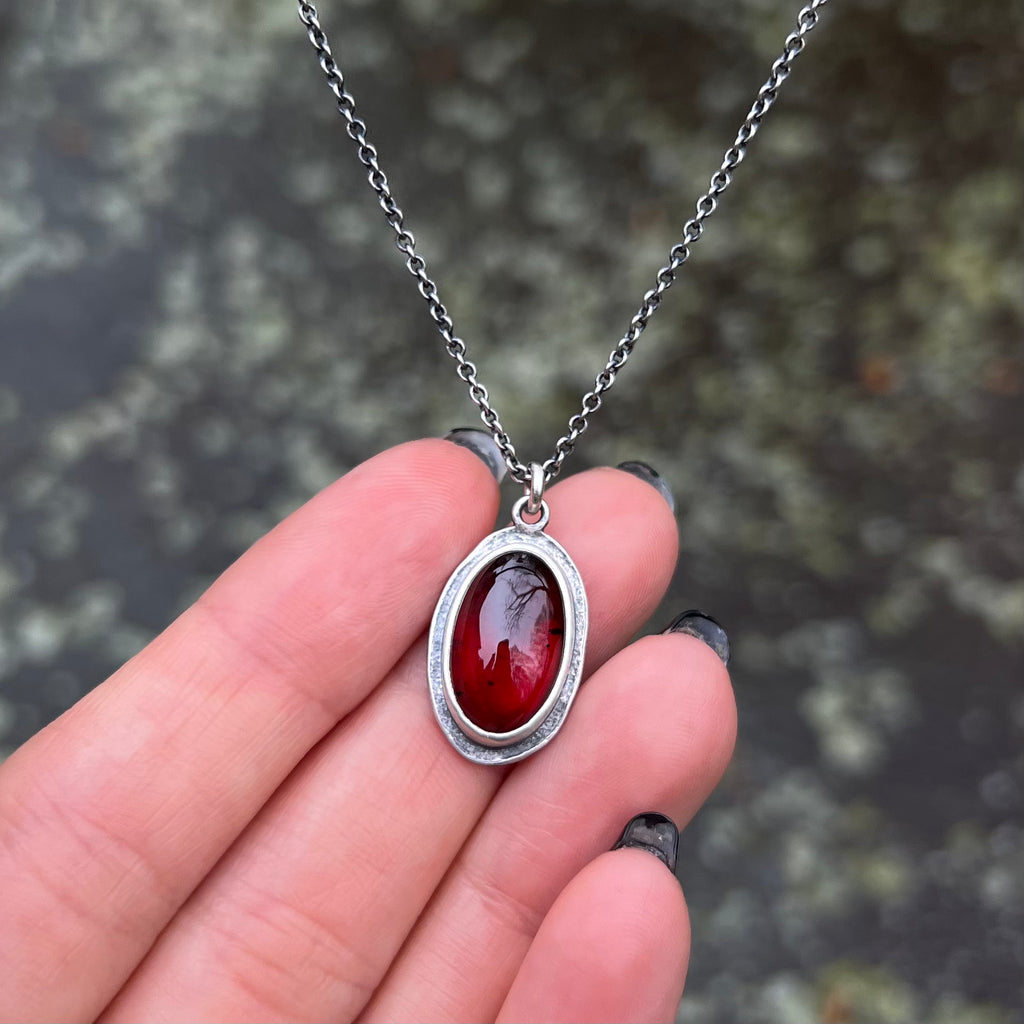 Oval Hessonite Garnet Petal Pendant