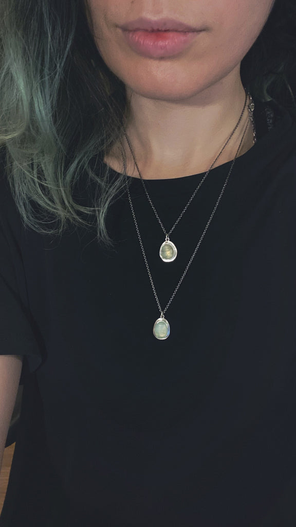 OOAK Prehnite Rose Petal Pendant A