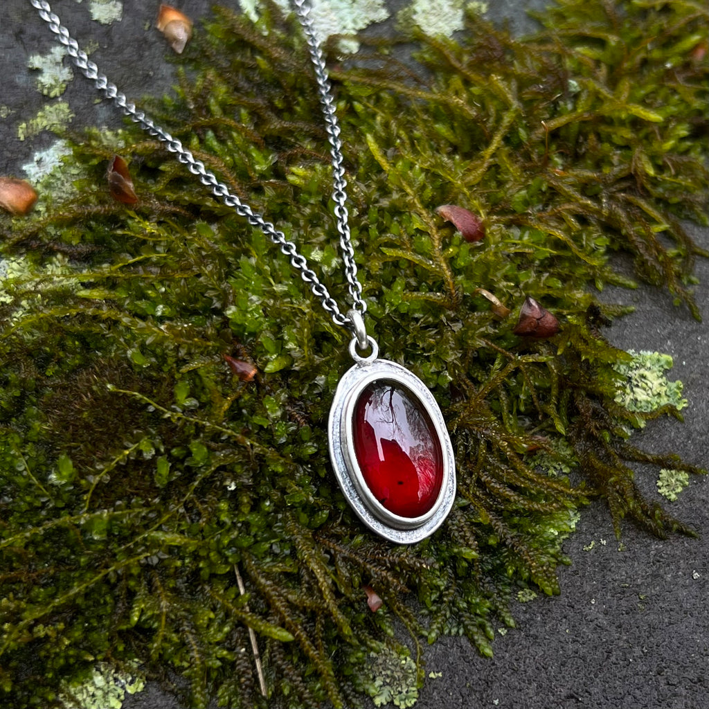 Oval Hessonite Garnet Petal Pendant