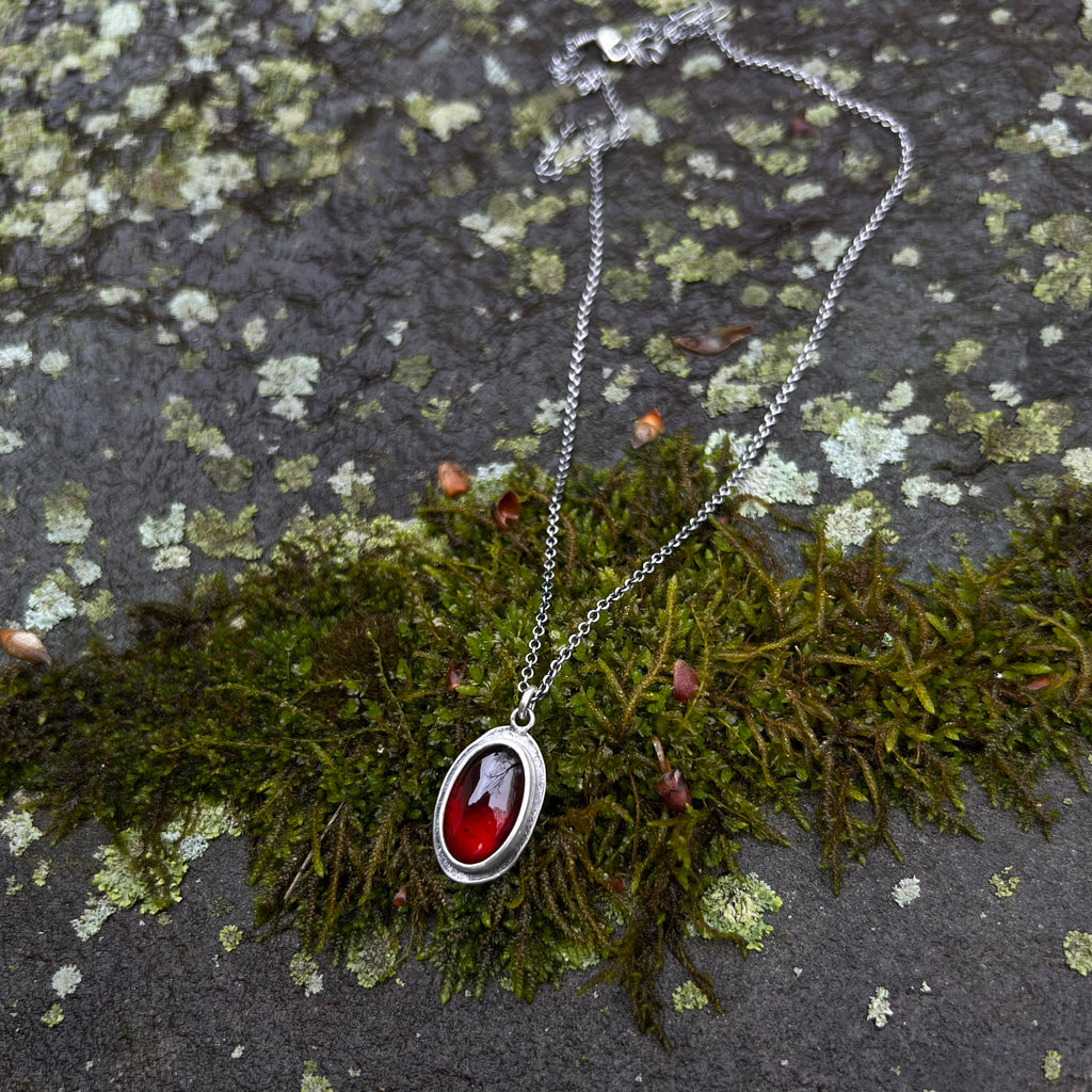 Oval Hessonite Garnet Petal Pendant