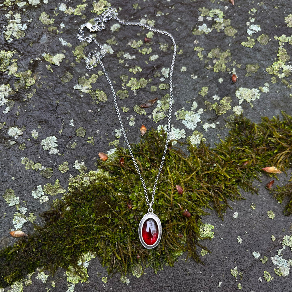 Oval Hessonite Garnet Petal Pendant