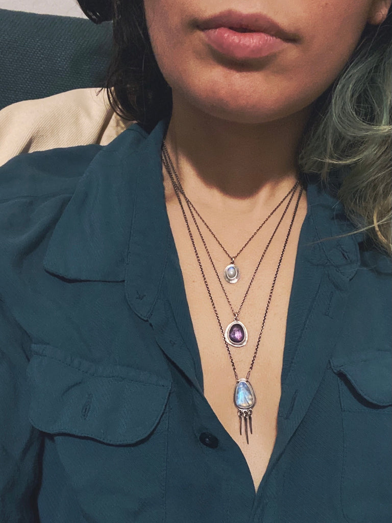 OOAK Amethyst Rose Petal Pendants
